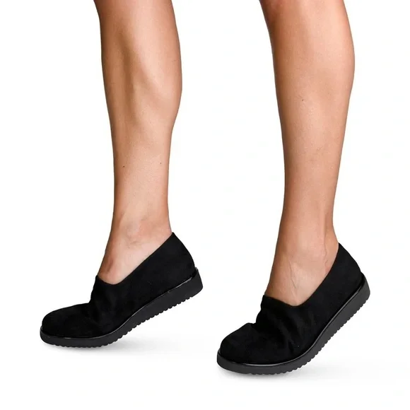 L'Amour des Pieds Women's Xenophon PlatformWedge Loafers Micro Suede Black SZ 6